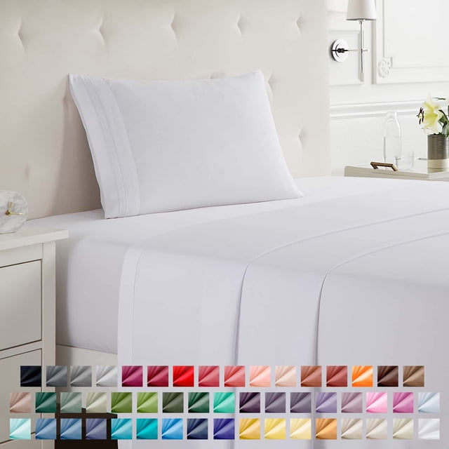 Nestl Juego de Sábanas Individual, 3 Piezas, Suavidad Instantánea, con Bolsillos Profundos, Ropa Cama Infantil Microfibra Suave, Color Blanco.
