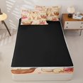 thumbnail image 4 of Manfei Kawaii Puppy Zipper Twin Comforter Sets with Fitted Sheet and 2 Pillowcases, Cartoon Bow Dog Zipper Bedding Set, Cream Pink, Black Reversible, 4-Piece, 4 of 7