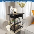 thumbnail image 5 of Sofa Side Table with USB Ports and Outlets, Narrow End Table with Storage Shelf for Small Spaces Bedside Nightstand with Charging Station for Living Room, Bedroom, Black, 5 of 7