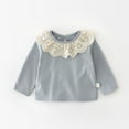 thumbnail image 2 of lnmuld Girls Long Sleeve Shirts Elegant Lace Collar Winter Solid Color Blouse Soft Toddlers Kids Daily Wear Basic Top Size:18-24 Months, 2 of 8