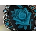 thumbnail image 2 of Vintage Inspired Antique Blue Green Rose Crystal Flower Cameo Pin Brooch, Blue Green, 2 of 6