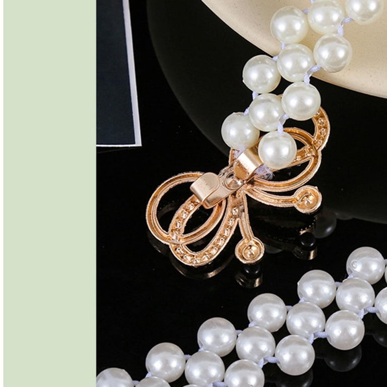 SSKFHGI Hollow Butterfly Silver Pearl Waist Chain Rhinestone 