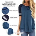 thumbnail image 6 of SHIBEVER Women T Shirts Summer Tops Casual Short Sleeve Tunic Tops Fashion Crew Neck Loose Fit T Shirts Dressy Ladies Tops Blouses Blue, 6 of 6