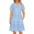thumbnail image 4 of UVN Vestidos de Verano para Mujer Manga Corta Cuello en V Vestido Midi Damas Casual Playa Línea a Vestido Veraniego con Bolsillos, 4 of 9