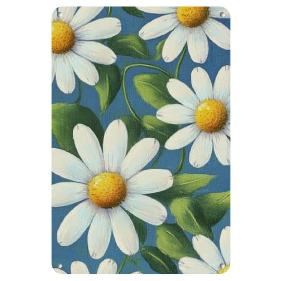 Charming White Daisy 8x12" Vintage Metal Tin Sign - Retro Floral Wall Art for Home, Kitchen, Bathroom & Garden Decor, Retro Style
