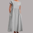 thumbnail image 2 of FYEGRE Women's Casual Linen Dress Solid Color Sleeveless Loose Fit Summer Dress with Pockets Summer Casual A Line Flowy Dress for Women Light Gray S, 2 of 4