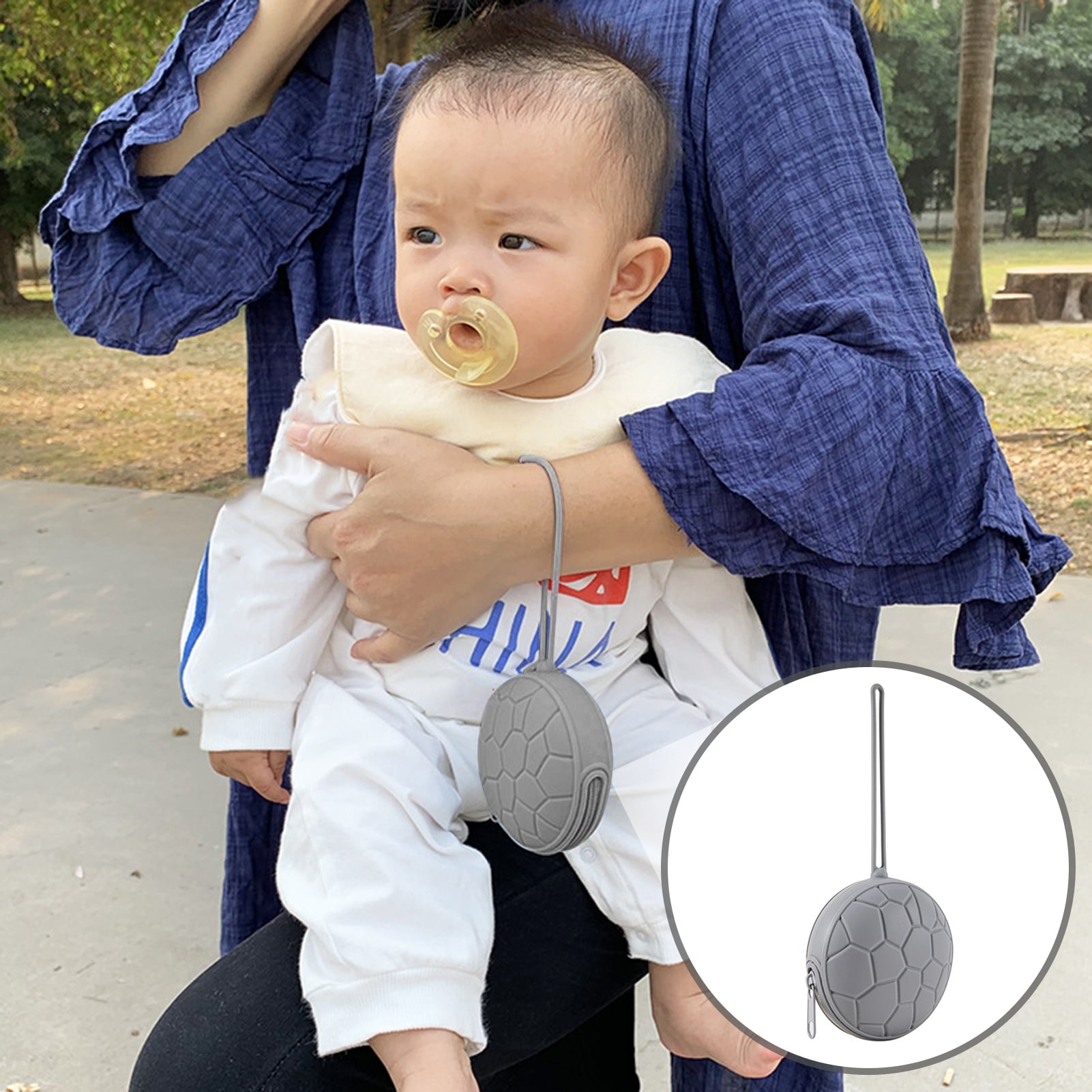 BPA Free Soother Container Easy to Clean Silicone Three-dimensional Pacifier Case with Lanyard for Traveling