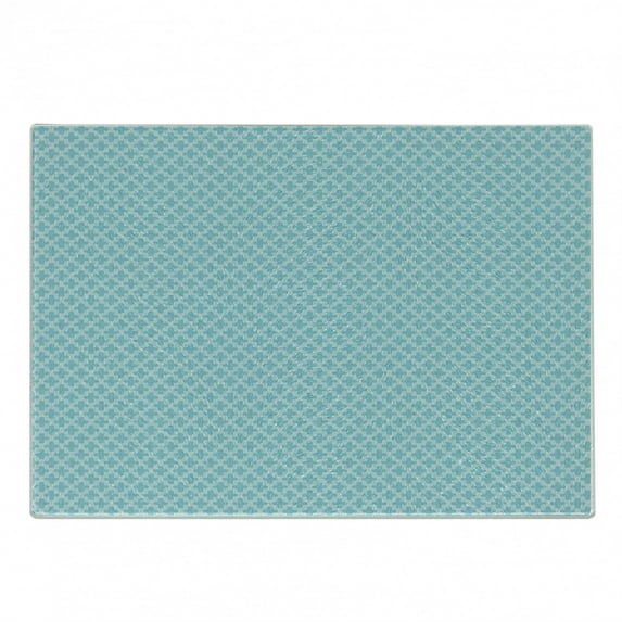 Traditional Cutting Board, Oriental Themed Quatrefoil Lattice Like Motif Monochromatic Pattern, Decorative Tempered Glass Cutting and Serving Board, in 3 Sizes, by Ambesonne