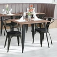 thumbnail image 2 of Flash Furniture Luna Commercial Grade Black Metal Indoor-Outdoor Chair with Arms with Black Poly Resin Wood Seat, 2 of 13