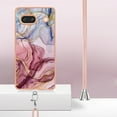 thumbnail image 4 of Mantto for Google Pixel 7a Case, with Lanyard Adjustable Strap, Marble Pattern Soft TPU Bumper Hard PC Back Shockproof Protective Glossy Stylish Durable Phone Case for Women Girls,Rose-carmine, 4 of 7