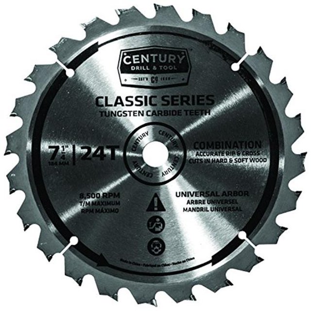 Century Drill & Tool 9207 Circular Saw Blade - 7.25 in. x 24T Fast Combo