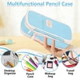 thumbnail image 4 of Rirool Large Capacity Pencil Case, Expandable Pencil Pouch Big Pen Bag for School Supplies with Zipper, Deformable Organizer for Teen Girls Boys, Blue, 4 of 7