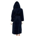 thumbnail image 6 of Womens Robe Hooded Sherpa Lined - Colorblock Long Plush Soft Luxury Bathrobe Fluffy Winter Loungewear, 6 of 6