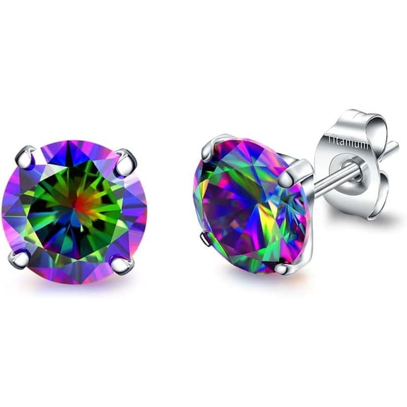 G23 Titanium Cubic Zirconia Earrings Studs for Sensitive Ears Hypoallergenic Birthstone Tiny Stud Earrings for Women