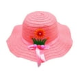 thumbnail image 2 of BRGZLK Kids Cute Straw Hat Summer Foldable Large Brim Solid Color Bowknot Sun Protection Beach Hat for Boys Girls for 3-7 Years Pink Free Size, 2 of 3