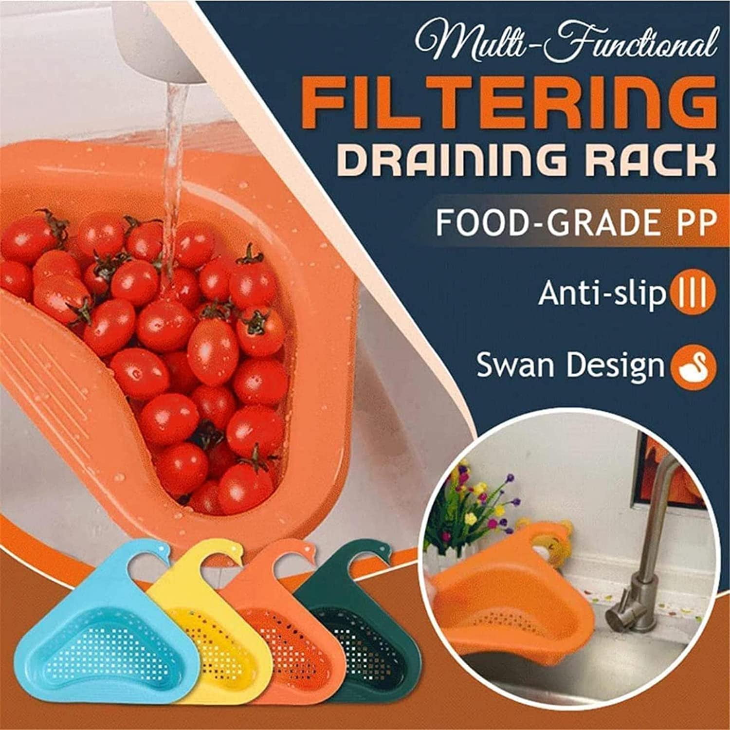 2 Pack Swan Drain Basket For Kitchen Sink, Multifunctional