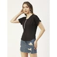 thumbnail image 3 of Moomaya Solid Womens Front Zip-Up Designer Top, Round Neck Casual Smart Top, 3 of 8