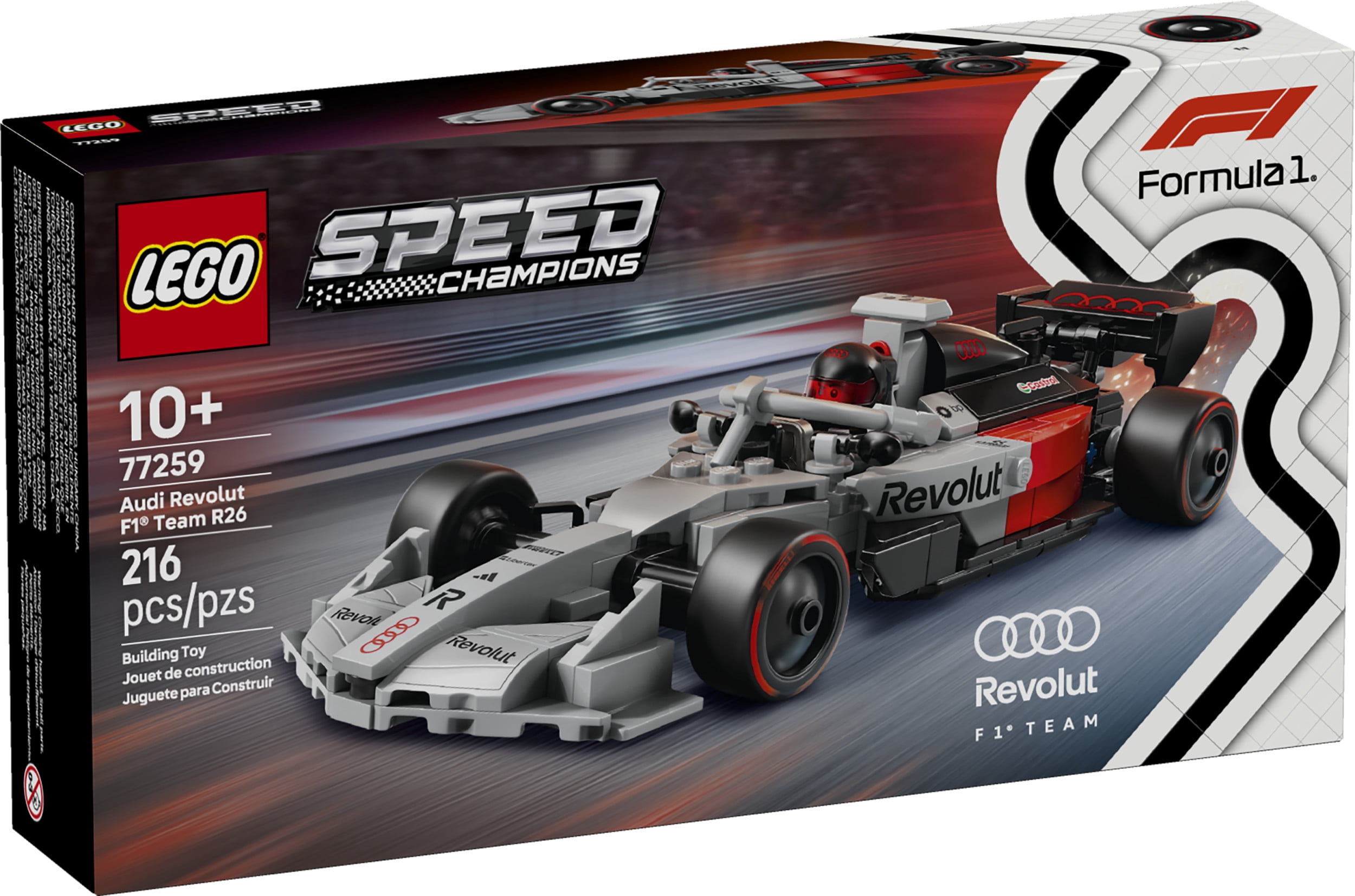 LEGO Speed Champions Audi Revolut F1 Team R26 Race Car Toy - Building Sets for Boys & Girls, Ages 10+ - F1 Car Kit for Display or Play - Gift for Birthdays - 77259