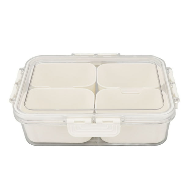 Caja de especias de cocina de 4 rejillas, contenedor de condimentos dividido de mano multifunción sellado, caja de almacenamiento de especias para cocina, restaurante, mostrador, Picnic