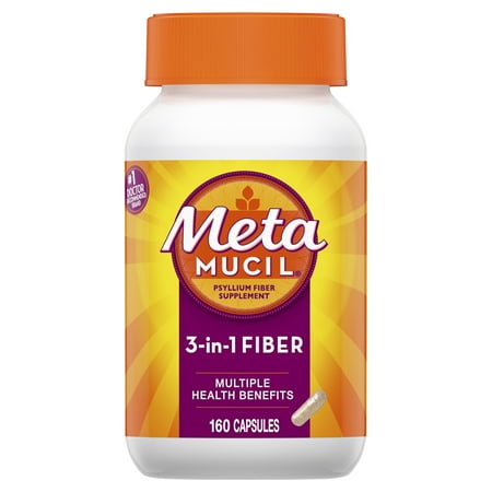 Metamucil Fiber, 3-in-1 Psyllium Capsule Fiber Supplement, 160 ct (Best Fiber Supplement For Ibs D)