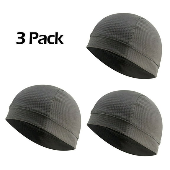 3Pack Moisture Sweat Wicking Skull Cap Breathable Cycling Head Wrap Helmet Liner Beanie Hat