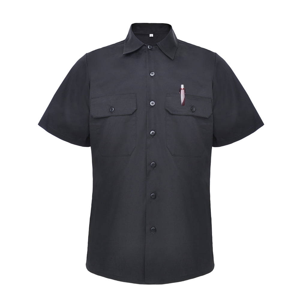Toptie Short-Sleeve Work Shirt Straight Collar Utility Uniform