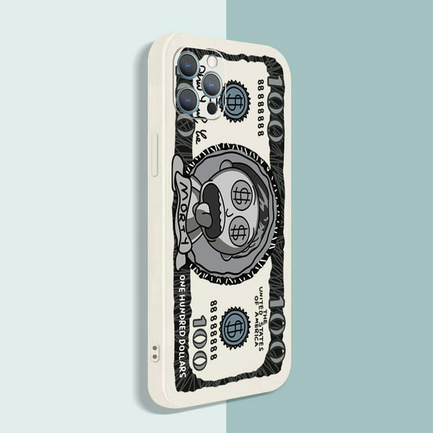 Funda De Silicona Suave Para iPhone 13 Pro Max 12 11 XR XS 7 8 Plus SE 2020 Rick and Morty Científico Loco Dólar Cuadrado Borde Recto Duabl