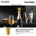 thumbnail image 2 of OUWO Champagne Sealer Stopper 6 Pack Stainless Steel Sparkling Wine Bottle Stoppers，Leak-Proof Bubble Retaining Saver，Suitable for Champagne Prosecco Cava and Sparkling (Gold), 2 of 5