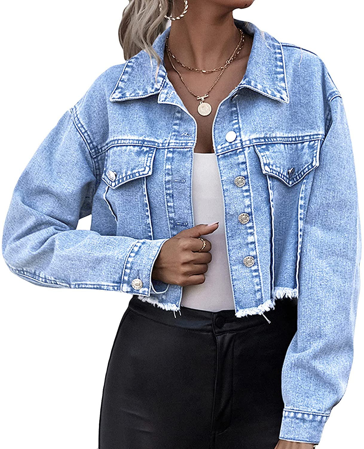 Crop Denim Jacket - Denim blue - Ladies | H&M US