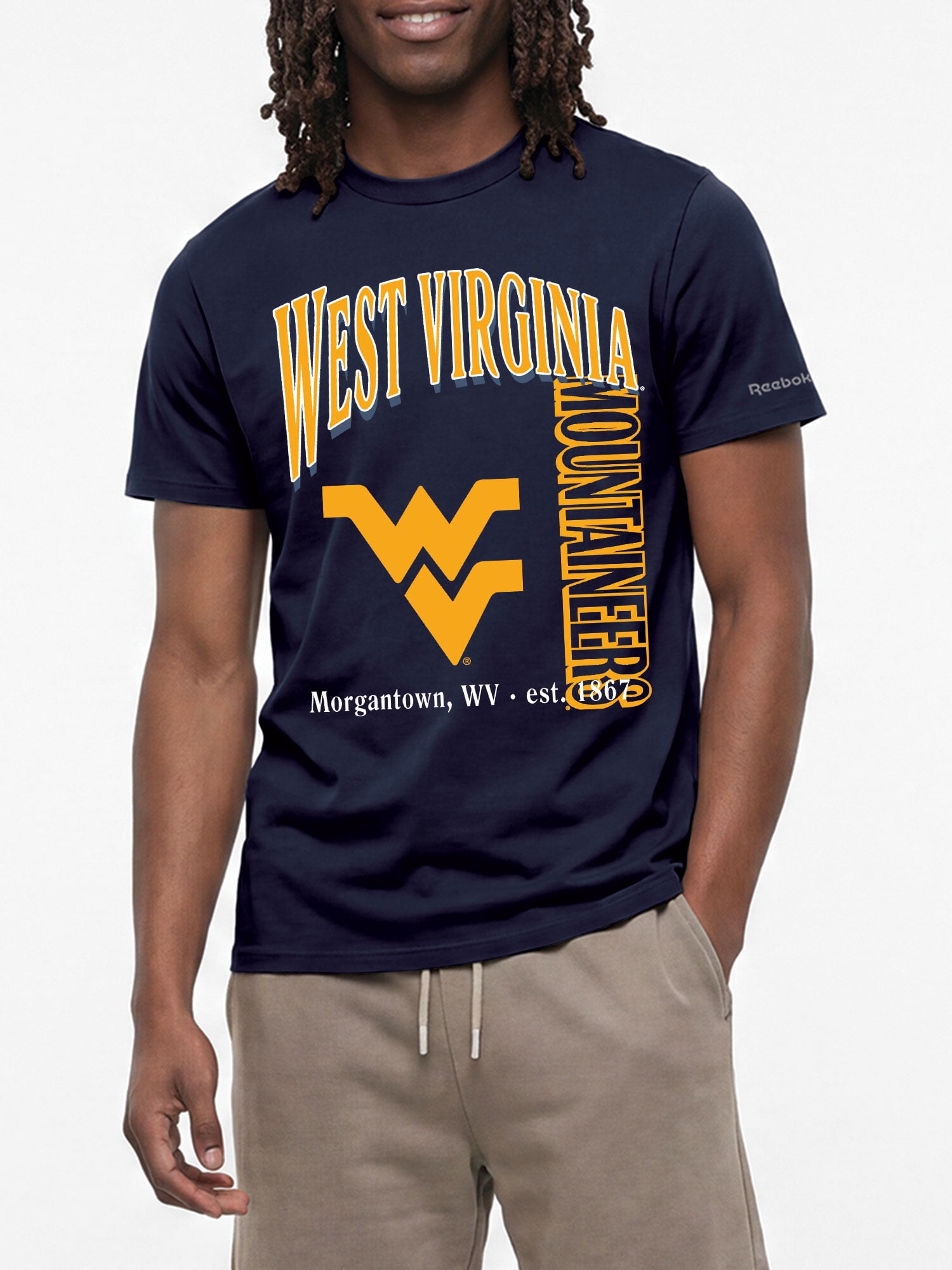 West Virginia Mountaineers Reebok Mens Crew Neck Short Sleeve T-Shirt