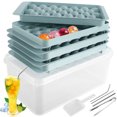 thumbnail image 1 of Nyidpsz 3 Layer Ice Cube Tray with Scoop Tong Easy Release Ice Ball Mold Tray with 3 Reusable Straws Ice Cube Maker Container, 1 of 8