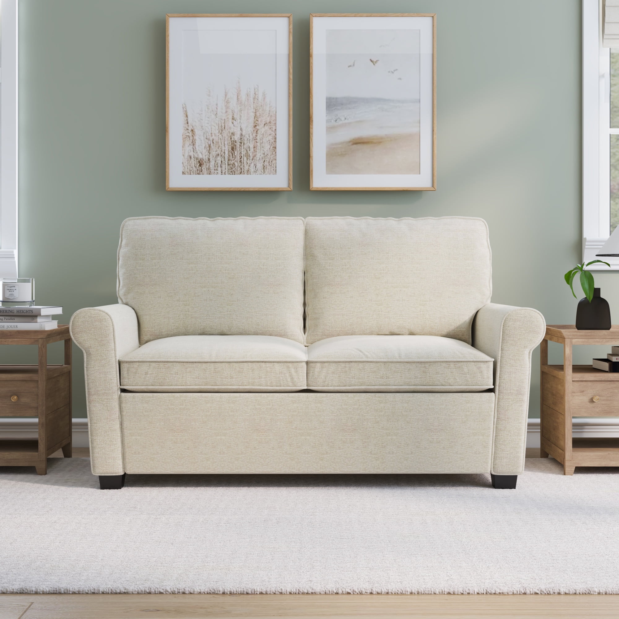 Mainstays Tatum Twin Sleeper 56.25" Loveseat, Beige