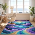 thumbnail image 3 of Design&I 3'x5' Washable Accent Rug Purple Mermaid Kawaii Whimsical Wave Border Scale Cute Starfish for Bedroom, Walk-in Closet, Pet Friendly & Non-Slip Built-In Grip, 3 of 7
