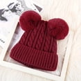 thumbnail image 1 of YOPTOP Bonnet en Tricot Doublé de Peluche avec Pompons Doubles - Chapeau d'Hiver Extensible et Chaud pour Femmes, Rouge, 1 of 7