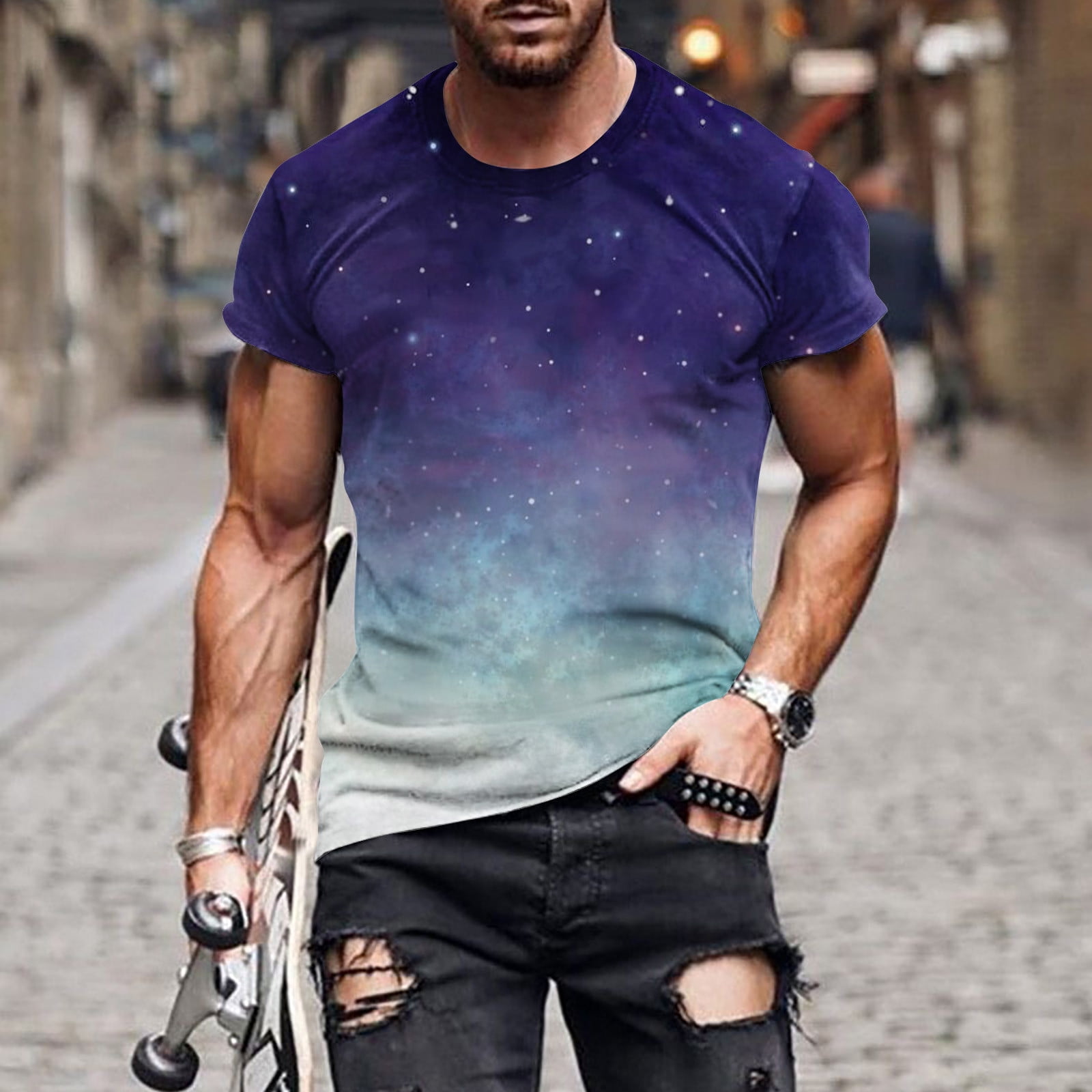 Funky Big and Tall T Shirts for Men's Fashion Graphic Tee Soft