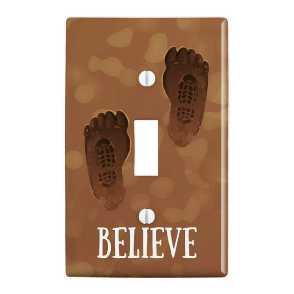 Bigfoot Sasquatch Believe Foot Print Plastic Wall Decor Toggle Light Switch Plate Cover