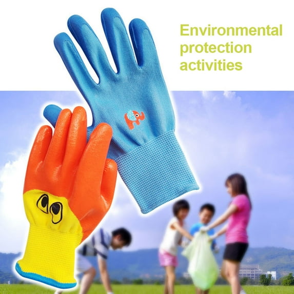 Cheer.US 2 Pcs Kids Gardening Gripper Gloves Children Yard Work Gloves, Soft Safety Rubber Gloves for Ages 2-12, Comfortable Rubber Coated Work Gloves for Toddlers, Gift Set for Boys & Girls