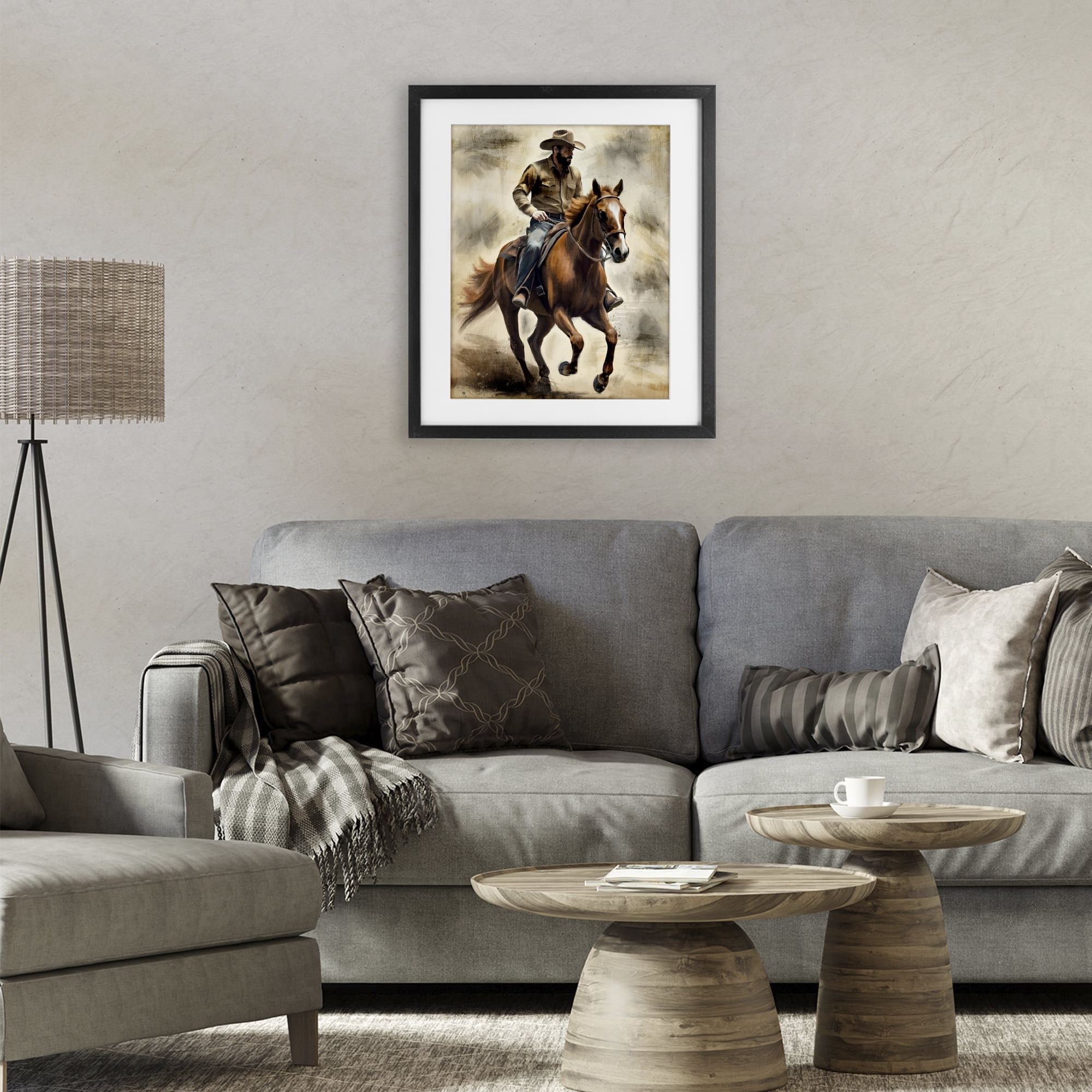 Stupell Industries Gallop Horse & Cowboy Black Framed Print Under Glass, design by Kim Allen