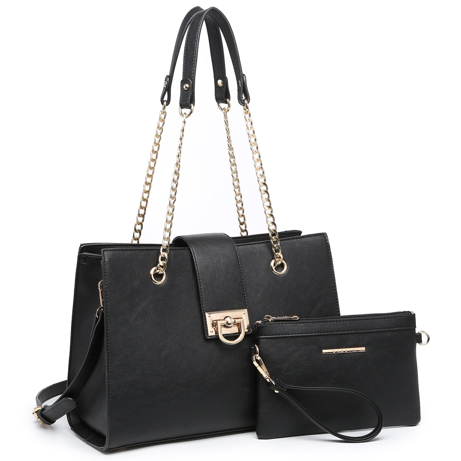 Dasein Hobo Handbag Vegan Leather Tote Chain Shoulder Purse for Women Satchel Bag With Matching Clutch