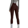 thumbnail image 3 of Outfmvch Yoga Pants Compression Workout Leggings Bootcut Pants Womens Leggings No Front Seam Leggings for Women Resistance Band Leggings Straight Leg Butt Lifting Leggings Coffee 2XL, 3 of 3