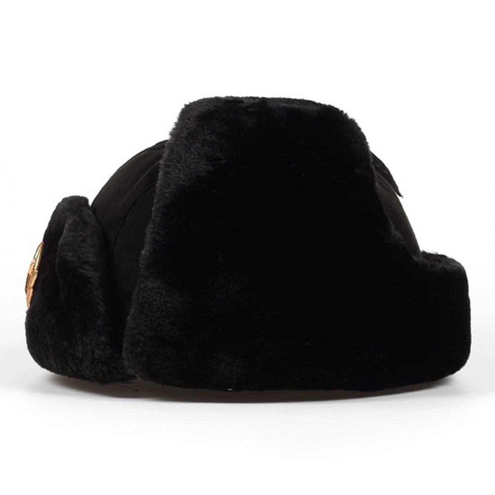 CondFun Cotton Unisex Men Women Russian Ushanka Badge Bomber Hat Pilot Hat Winter Hat with Earflaps Winter Warm Hat