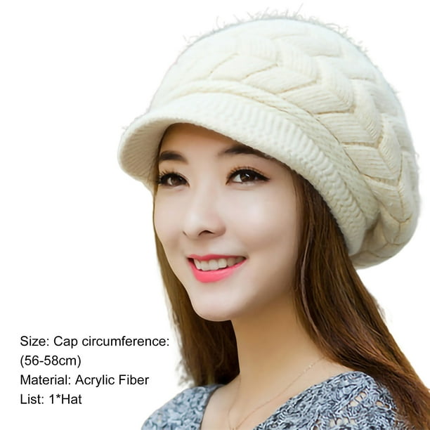 Visland Women Hat Solid Color Arrow Pattern Autumn Winter
