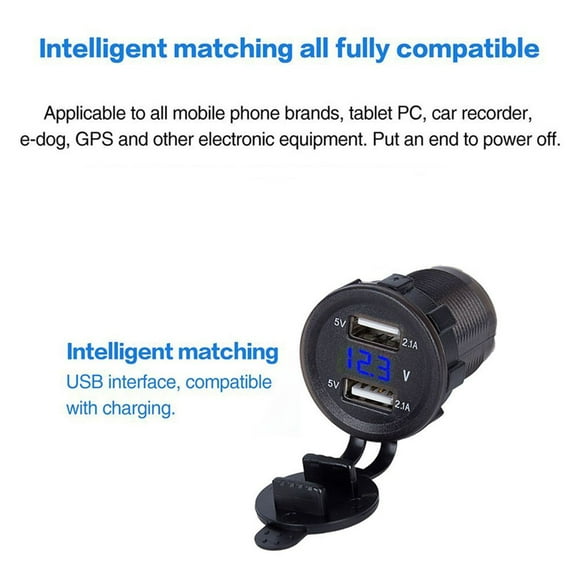 4.2A Dual USB Charger Socket Power Outlet Digital Voltmeter car charger Voltmeter LED Indicator Light Car Phone Charger