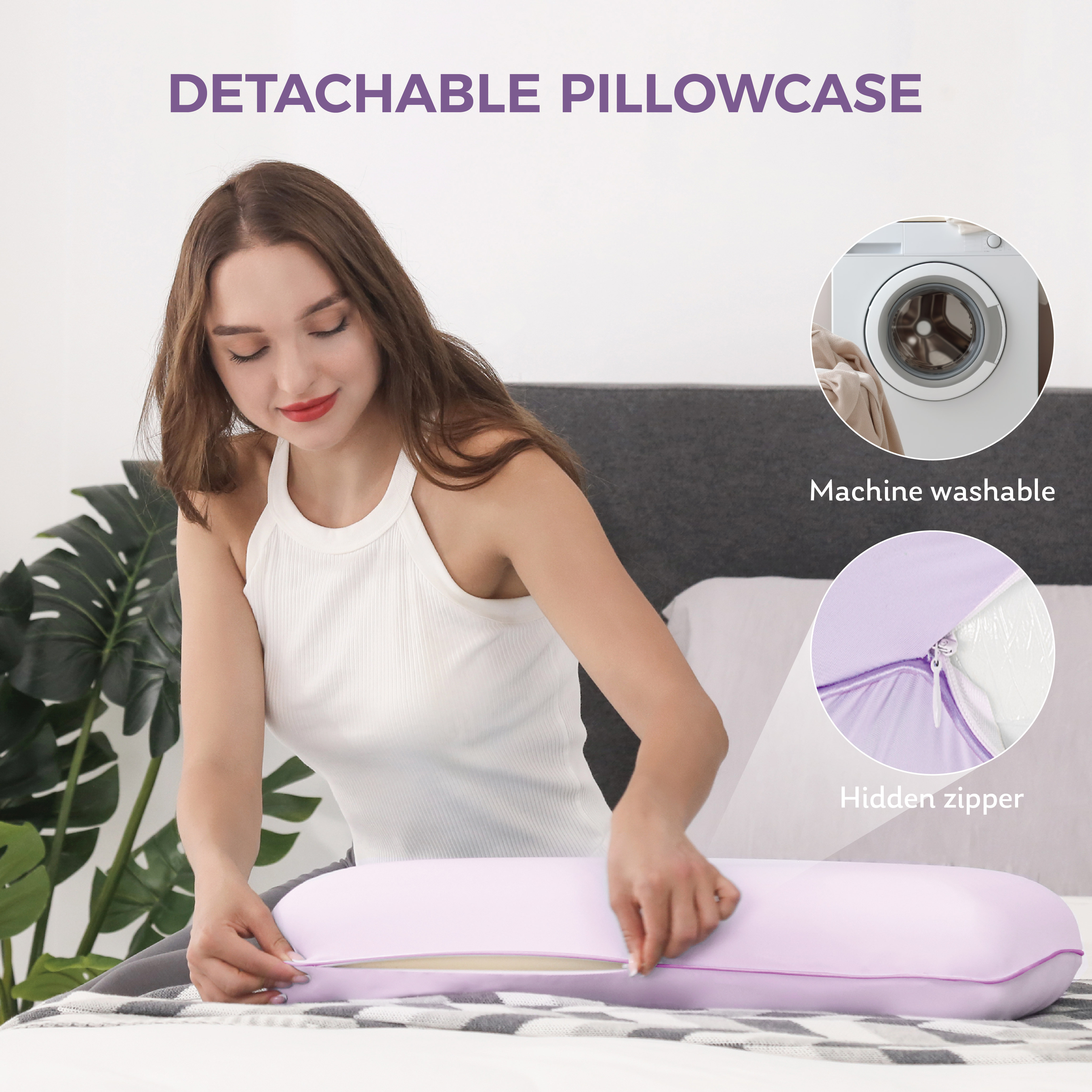 EGOHOME Cooling Gel Memory Foam Pillow, Queen, Purple photo 7