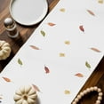thumbnail image 2 of ERUNPONLY Orange Blue Leaf Fall Table Runner - 120 Inch Long Autumn Eucalyptus Leaves Cotton and Linen Blended Dress Scarves Farmhouse Table Runner for Kitchen Dining, Coffee Table, 13" x 120", 2 of 8