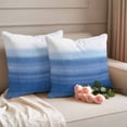 thumbnail image 2 of Blue White Ombre Outdoor Waterproof Pillow Covers, Modern Abstract Striped Lines Art Decorative Square Throw Pillowcase Sofa Cushion Sham for Patio/Couch/Chair, 26"x26" 2 Pack, 2 of 8
