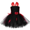 thumbnail image 3 of Vestido de tul con flores rojas y negras para niña, disfraz de novia cadáver para el Día de los Muertos, para fiesta de carnaval y Halloween, 3 of 5