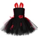 thumbnail image 3 of Vestido de tul con flores rojas y negras para niña, disfraz de novia cadáver para el Día de los Muertos, para fiesta de carnaval y Halloween, 3 of 5