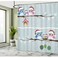 thumbnail image 5 of Ambesonne Owl Shower Curtain, Owls with Santa Hats, 69"Wx84"L, Grey, 5 of 5