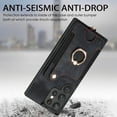 thumbnail image 5 of Nalacover For Samsung S21 Ultra Case Ring Holder Kickstand with Credit Card Holder, Back Flip Premium Leather Magnetic Clasp Removable Wirst Hand Strap Cover for Samsung Galaxy S21 Ultra, Black, 5 of 15